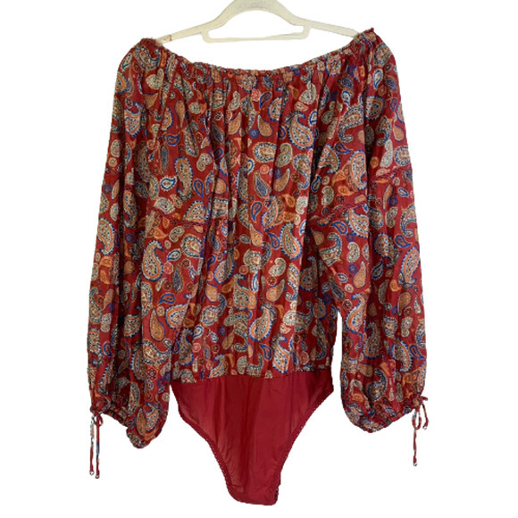 FREE PEOPLE Red Vintage Combo Sundown Bodysuit - NWT - Picture 11 of 16
